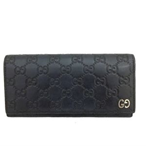 GUCCI Ssima GG Logo Leather Long Bifold Wallet